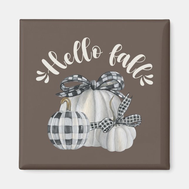 Three Pumpkin Hello Fall Magnet (Front)