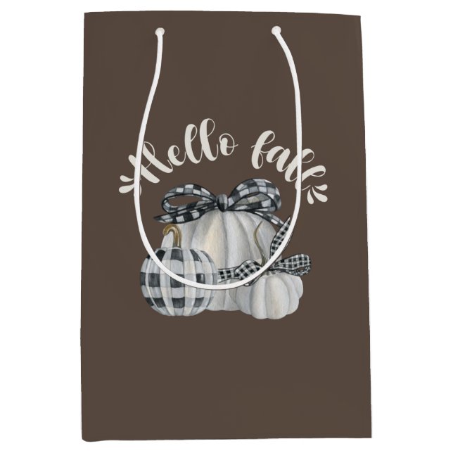 Three Pumpkin Hello Fall Medium Gift Bag (Front)