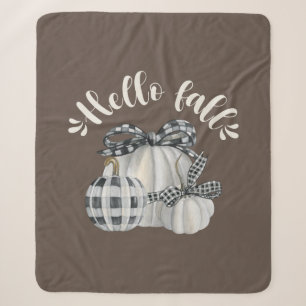 Three Pumpkin Hello Fall Sherpa Blanket