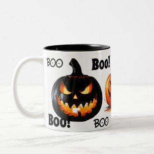 Three Pumpkins Black and Orange Boo Two-Tone Coffee Mug