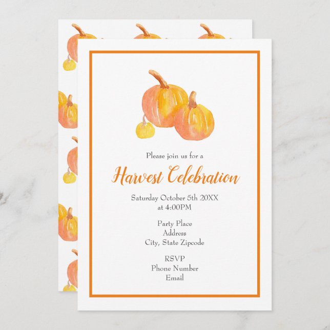 'Three Pumpkins' Invitation (Front/Back)