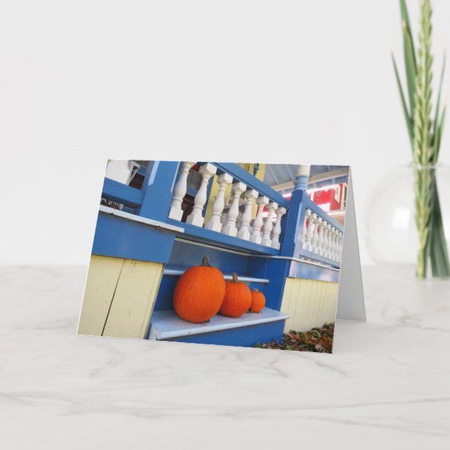 Three Pumpkins on a Step - Martha's Vineyard Card (Front)