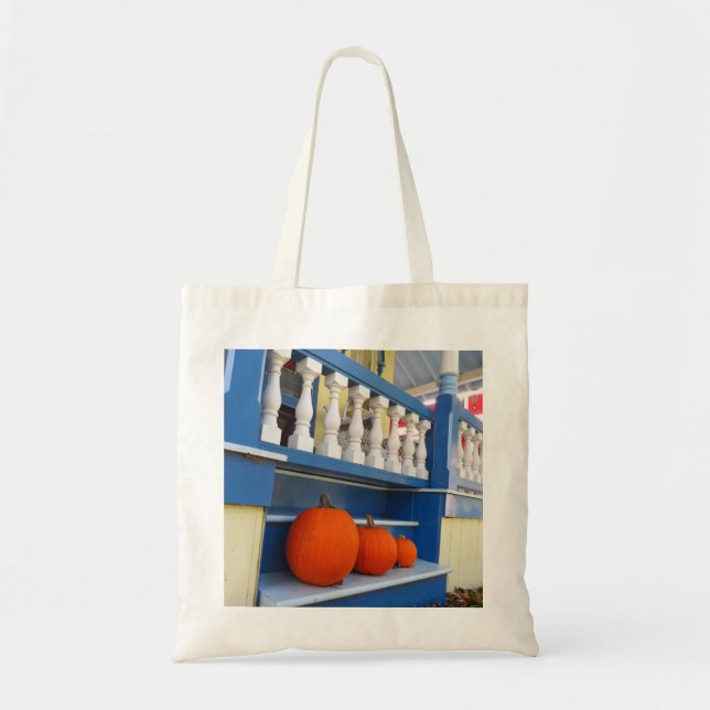 Three Pumpkins on a Step - Martha's Vineyard Tote Bag (Front)