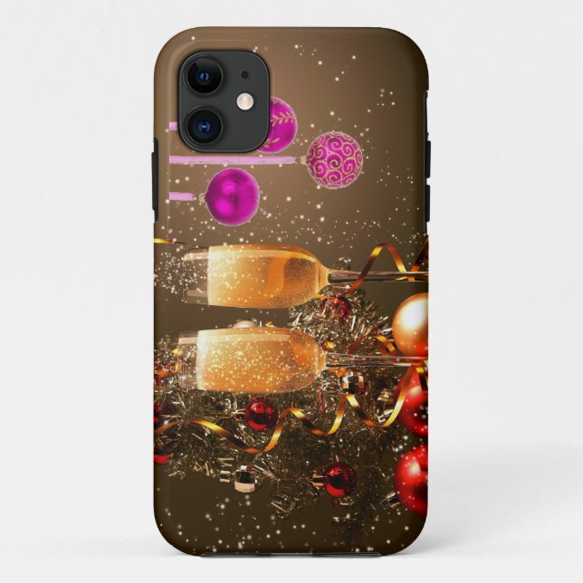 Three Purple Balls with Champagne Case-Mate iPhone Case (Back)