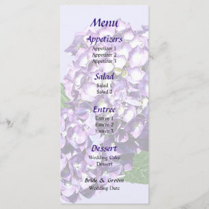 Three Purple Hydrangea Clusters Wedding Menu