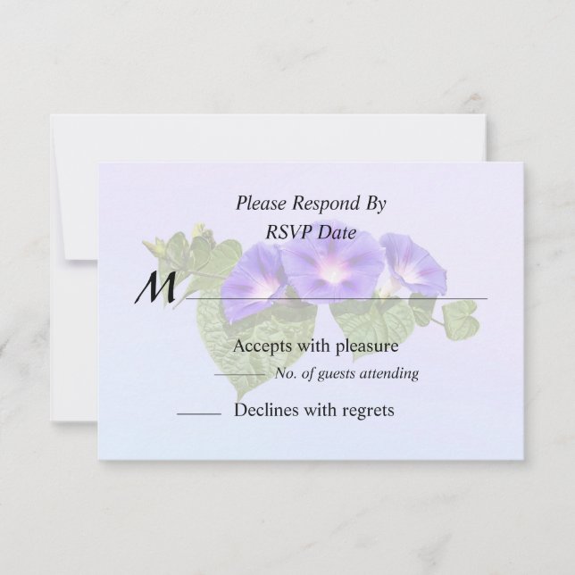 Three Purple Morning Glories RSVP Card (Front)