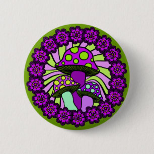 Three Purple Mushrooms Button