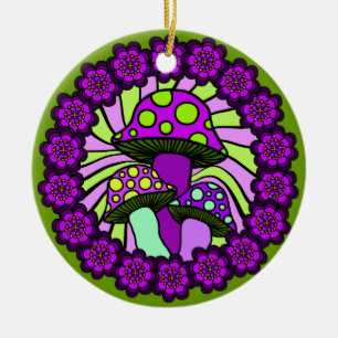 Three Purple Mushrooms Ornament
