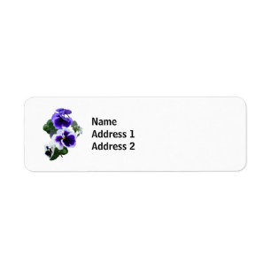 Three Purple Pansies in a Row Return Address Label