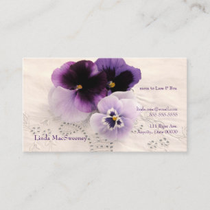 Three purple pansies mum calling card