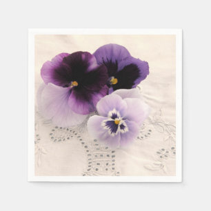 Three purple pansies napkin