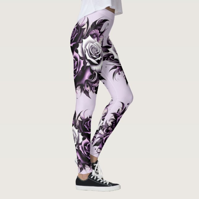 Three Purple Roses Leggings (Right)