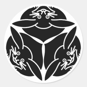 Three rabbits classic round sticker