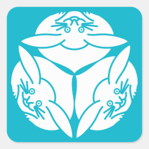 Three rabbits square sticker