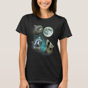 Three Racoons Howl At Moon 3 Wolfs - Funny Wolves  T-Shirt