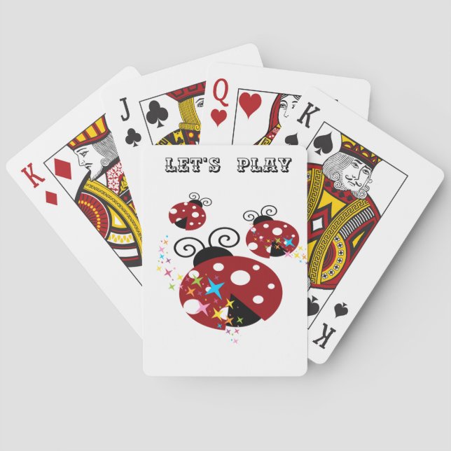 Three red and black ladybug with stars playing cards (Back)