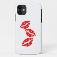 Three Red Lipstick Kisses with White pattern Gift