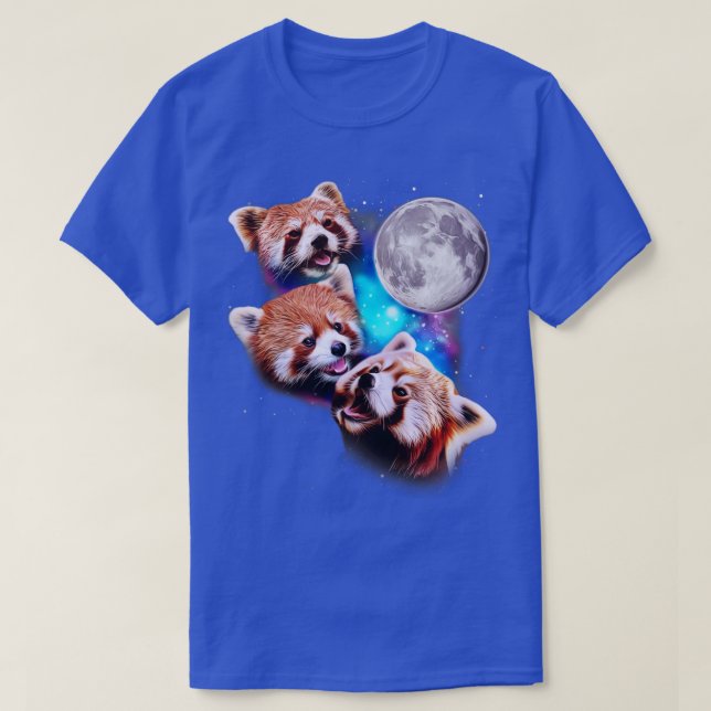 Three Red Pandas Howl at the Moon T-Shirt (Design Front)