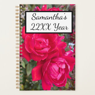 Three Red Rose Flower Custom Text Planner