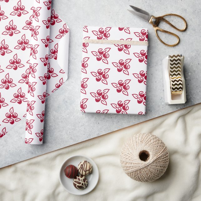 Three Red Roses, Cute Abstract Wrapping Paper (Crafts)