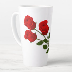 Three Red Roses Latte Mug