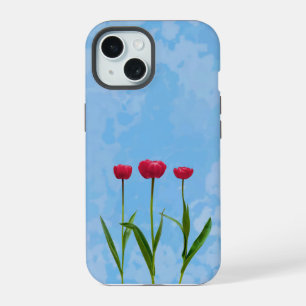 Three Red Tulips on Blue Sky Case-Mate iPhone Case