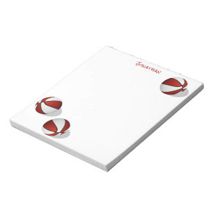 three red white basketballs custom name notepad
