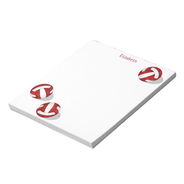 three red white volleyballs personalised notepad (Rotated)
