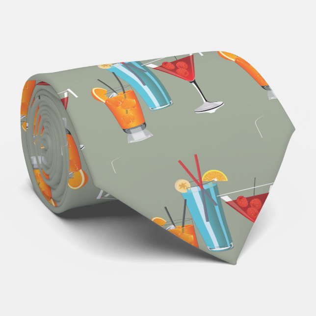 Three Retro Cocktails Tie (Rolled)