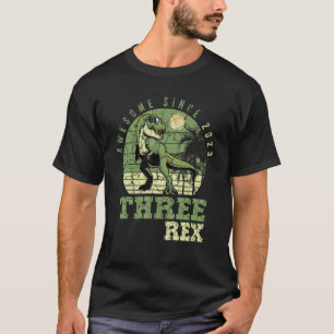 Three Rex 3rd Birthday Boy Third Dinosaur Awesome T-Shirt