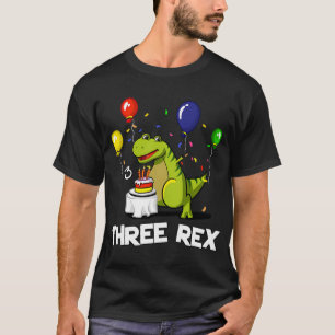 Three Rex 3rd Birthday Party Cartoon T-Rex Dinosau T-Shirt