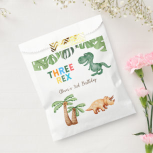 three-rex  3rd birthday party favour bag