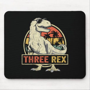 Three Rex 3rd Birthday Shirt Third Dinosaur 3 Year Mouse Pad