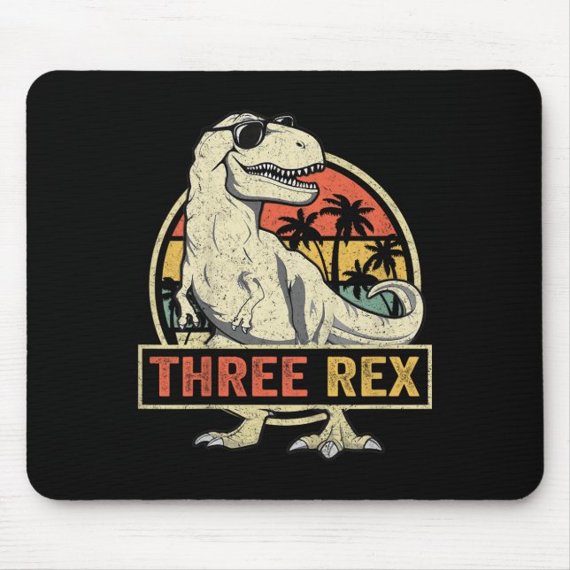 Three Rex 3rd Birthday Shirt Third Dinosaur 3 Year Mouse Pad (Front)