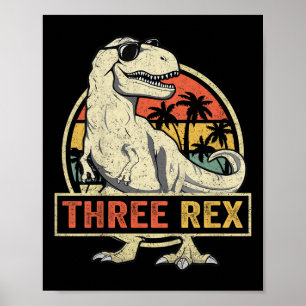 Three Rex 3rd Birthday Shirt Third Dinosaur 3 Year Poster