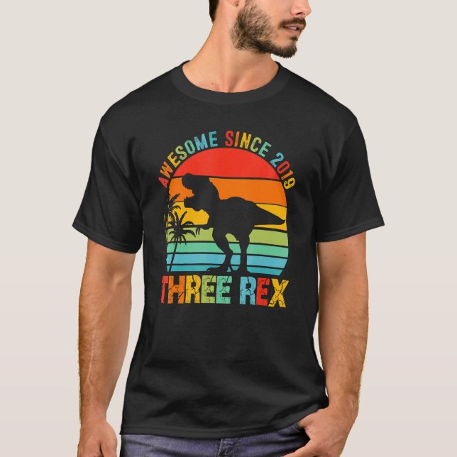 Three Rex 3rd Birthday Third Dinosaur 3 Year Old B T-Shirt (Front)