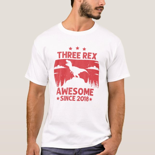 Three Rex 3Rd Birthday Third Dinosaur 3 Year Old B T-Shirt (Front)