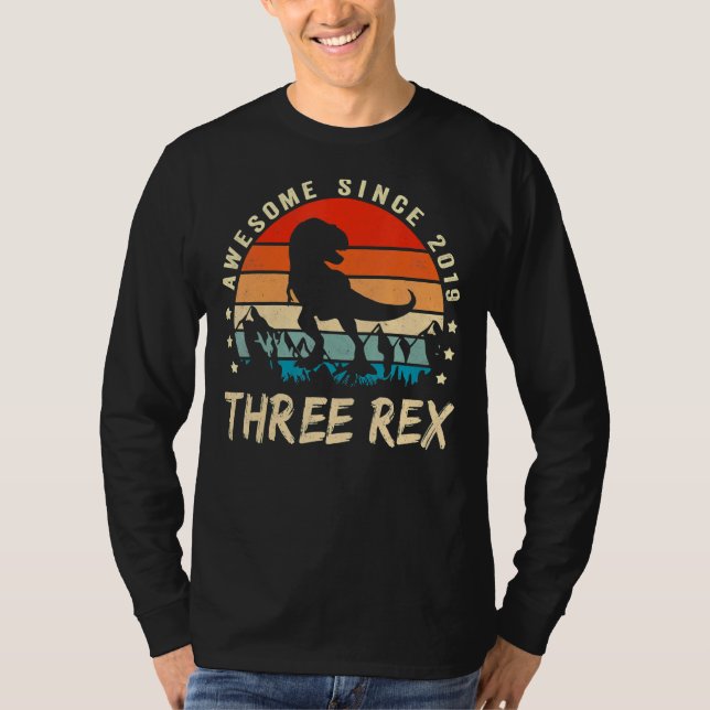 Three Rex 3rd Birthday  Third Dinosaur 3 Year Old T-Shirt (Front)