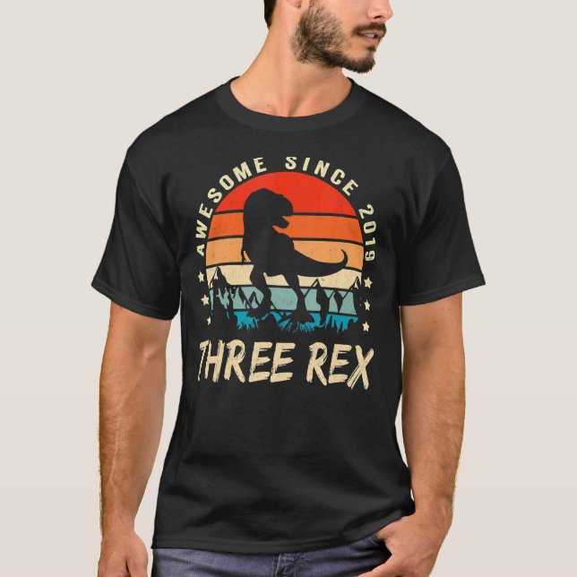 Three Rex 3rd Birthday  Third Dinosaur 3 Year Old T-Shirt (Front)