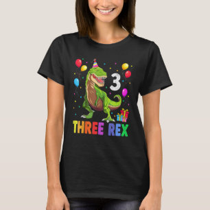 Three Rex 3rd Birthday Third Dinosaur 3 Year Old T-Shirt