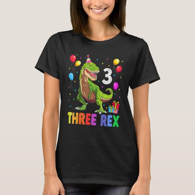 Three Rex 3rd Birthday Third Dinosaur 3 Year Old T-Shirt (Front)