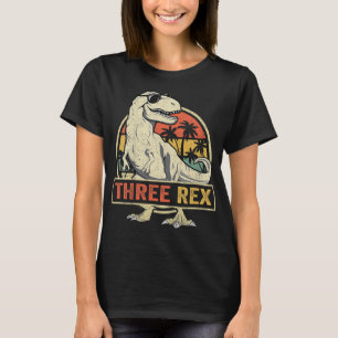 Three Rex 3rd Birthday Third Dinosaur 3 Year Old T-Shirt
