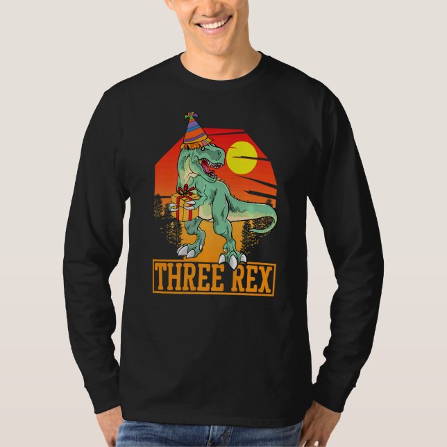 Three Rex 3rd Birthday Third Dinosaur 3 Year Old T-Shirt (Front)