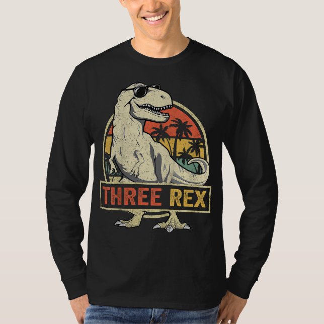 Three Rex 3rd Birthday Third Dinosaur 3 Year Old T-Shirt (Front)