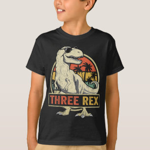 Three Rex 3rd Birthday Third Dinosaur 3 Year Old T-Shirt