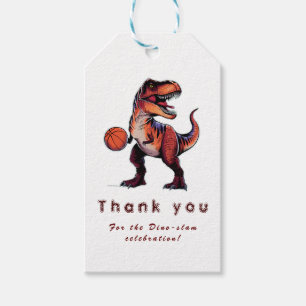 Three-Rex basketball Dino birthday Gift Tags