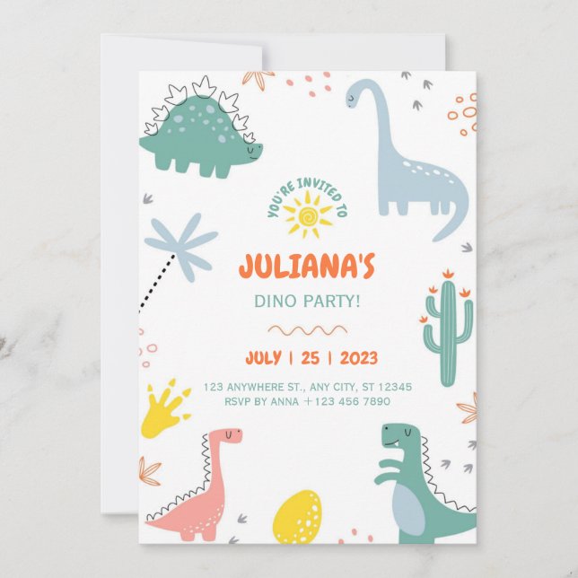 three rex birthday invitation (Front)