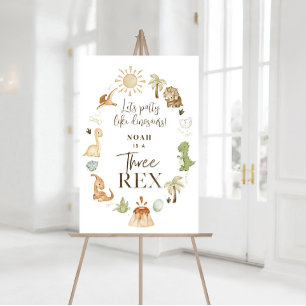 Three Rex Dinosaur 3rd Birthday Party Sign