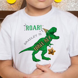 Three-Rex Dinosaur 3rd Birthday Toddler T-Shirt