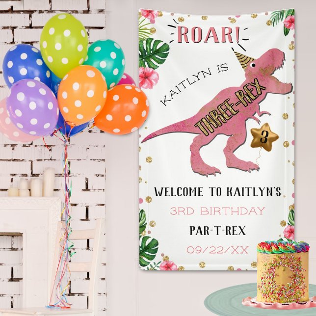 Three-Rex Dinosaur 3rd Birthday Welcome Banner (Creator Uploaded)